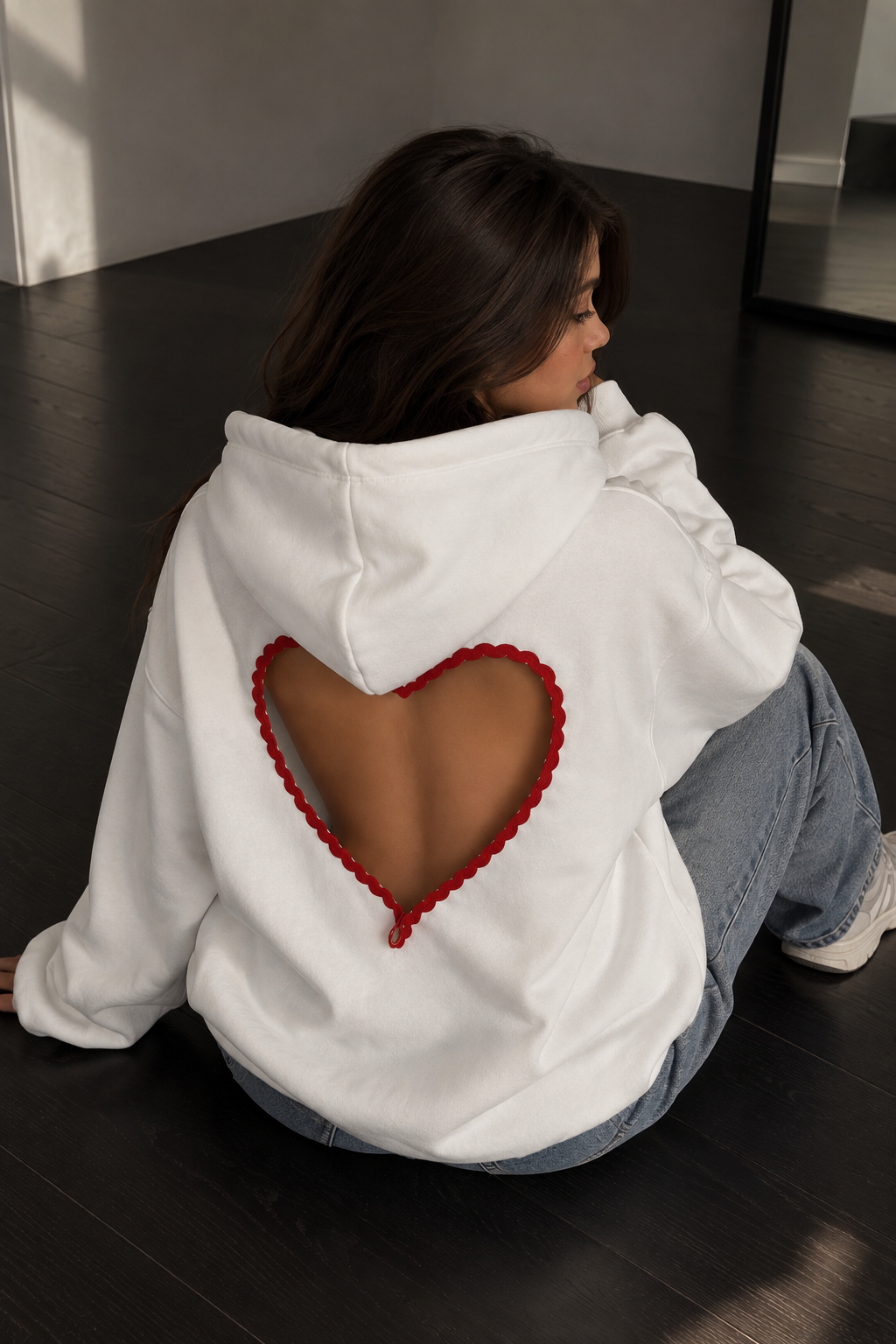 Open back heart Hoodie